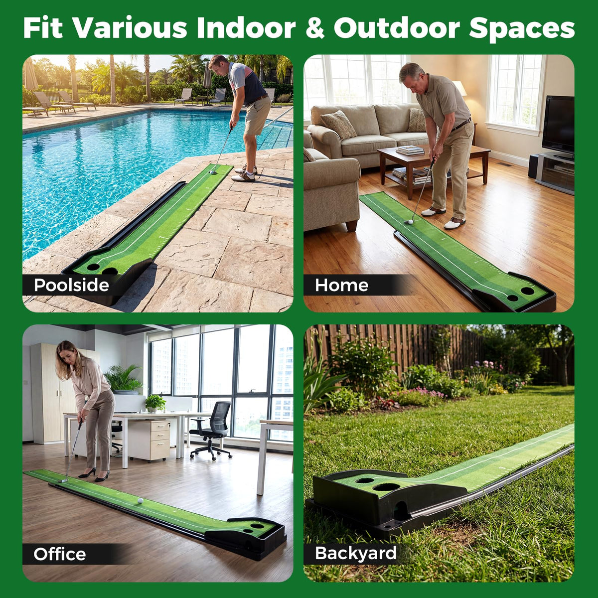 Tangkula Putting Green Indoor Golf Putting Mat 3 Putting Practice Balls Golf Training Aid for Home Office & Outdoors