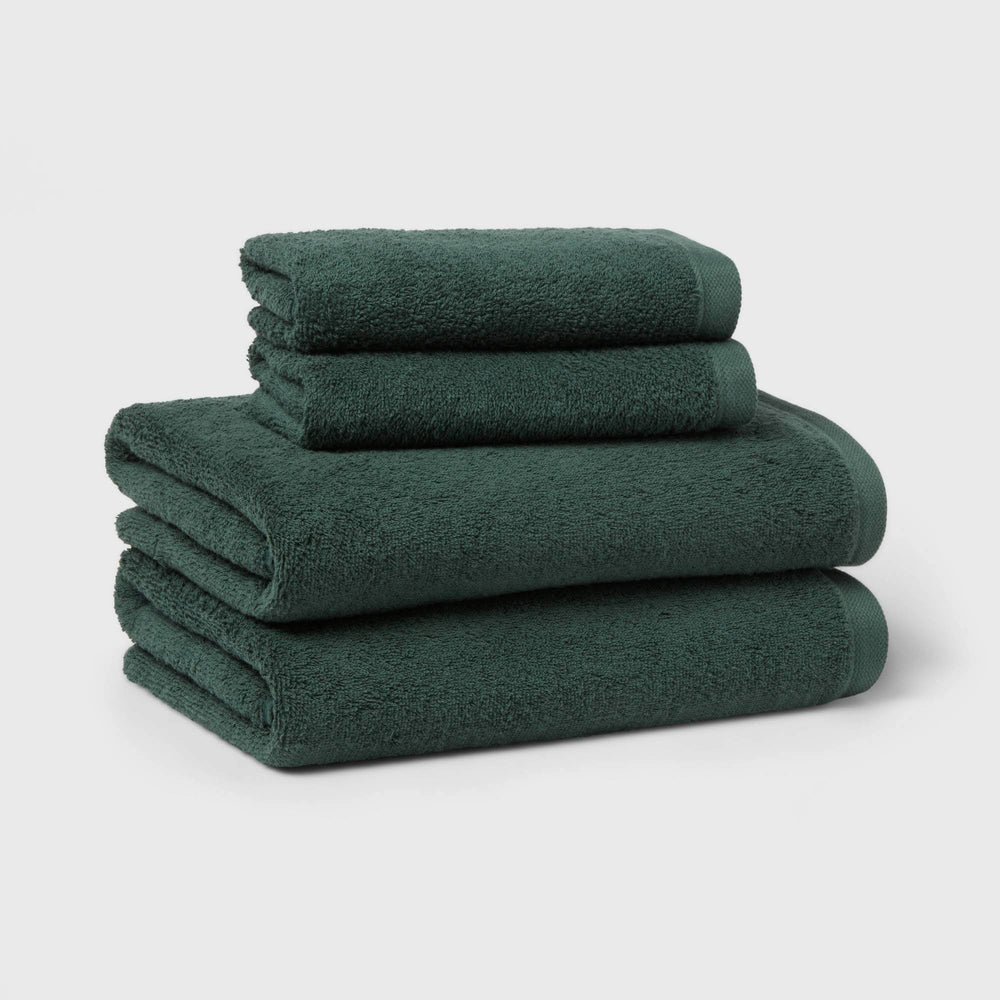 4pc Antimicrobial Assorted Bath and Hand Towel Set Dark Green - Room Essentials