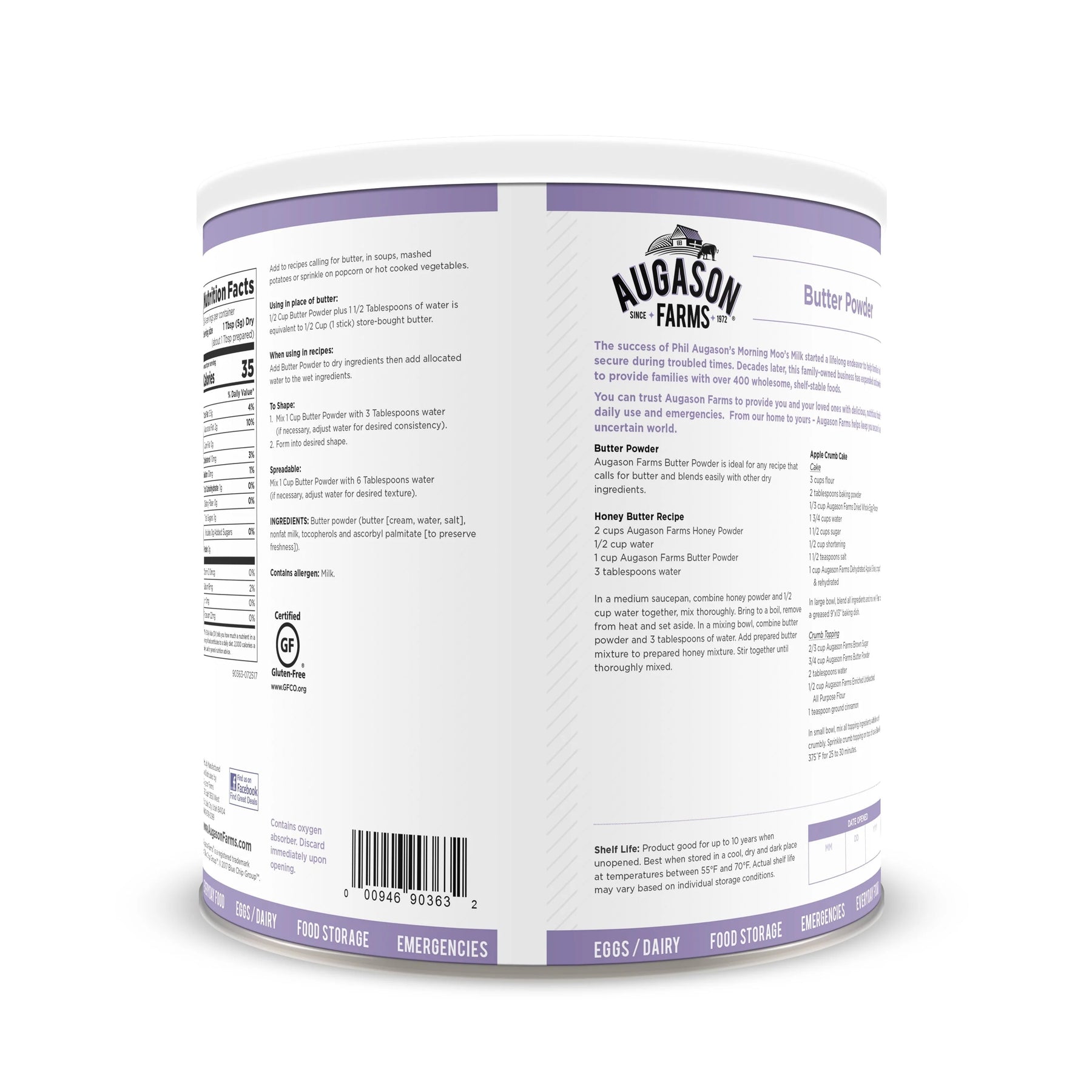 Augason Farms Butter Powder 2 lb 4 oz No. 10 Can