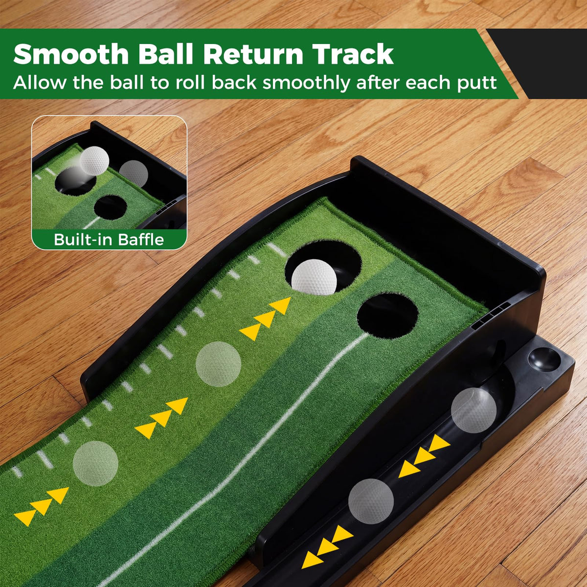 Tangkula Putting Green Indoor Golf Putting Mat 3 Putting Practice Balls Golf Training Aid for Home Office & Outdoors