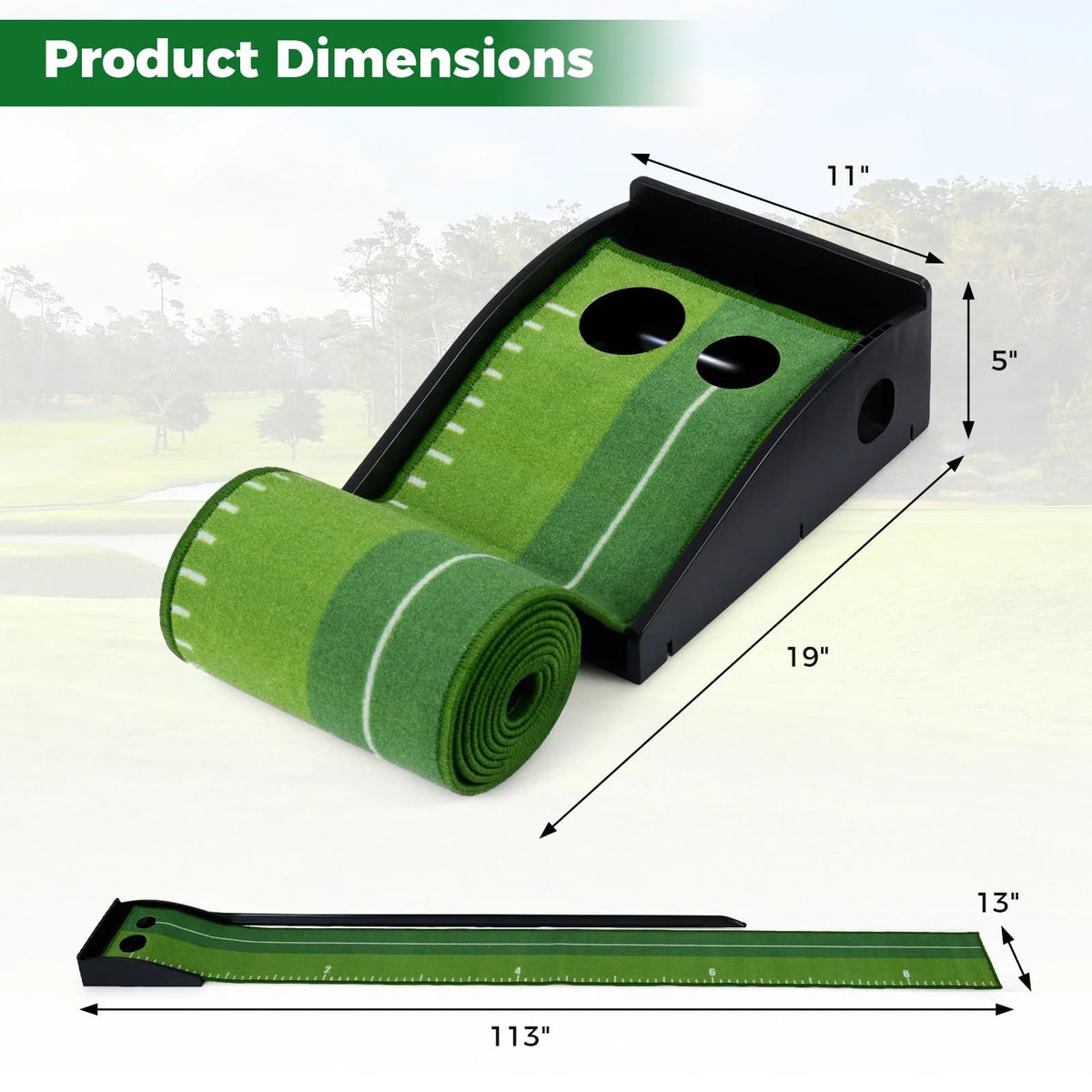Tangkula Putting Green Indoor Golf Putting Mat 3 Putting Practice Balls Golf Training Aid for Home Office & Outdoors
