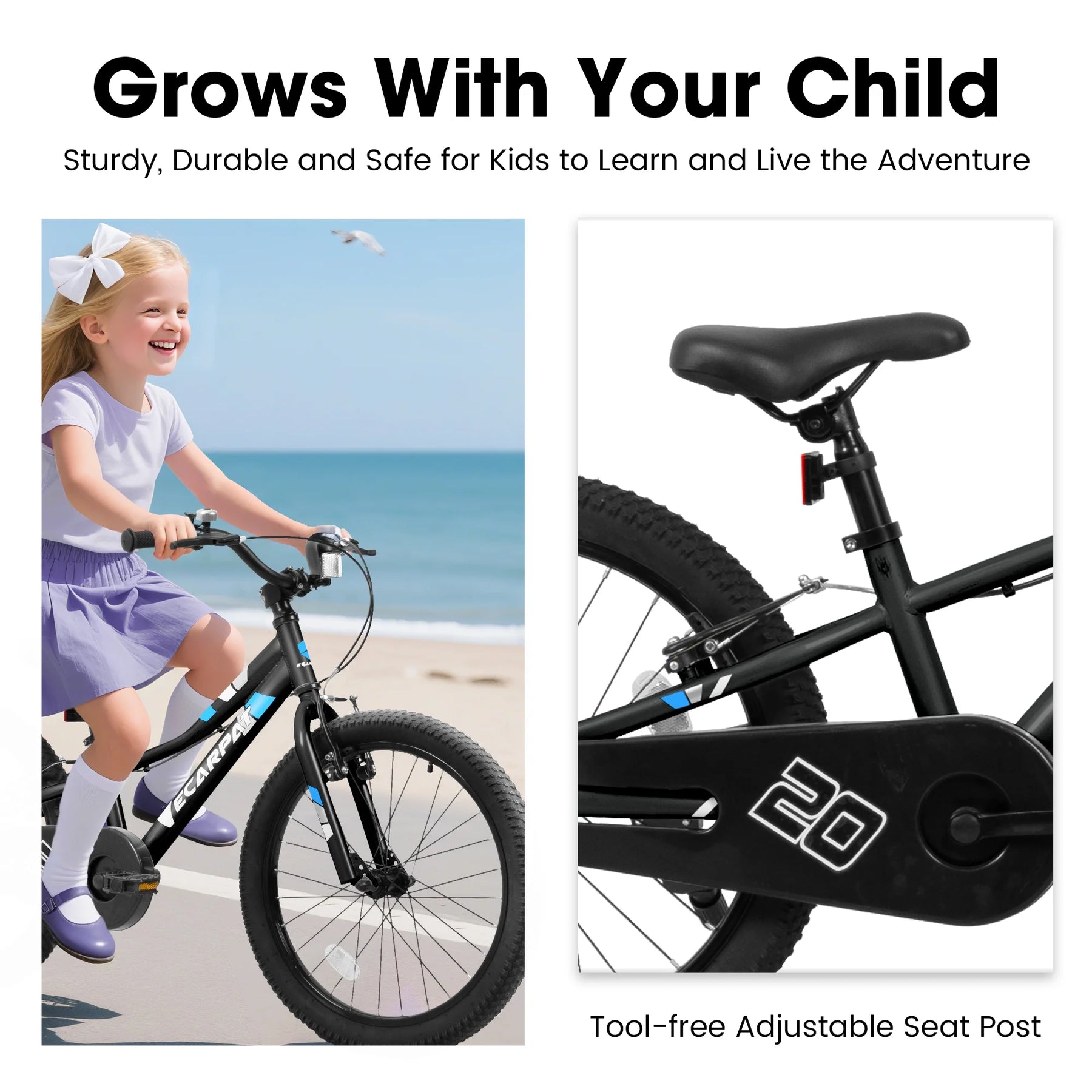 Ambifirner 20 in BMX Style Bike, Hi - Ten Carbon Steel Frame with Front V - Brake & Rear Coaster Brake, Easy Assembly, Adjustable Seat for Learning Riders (Blue)