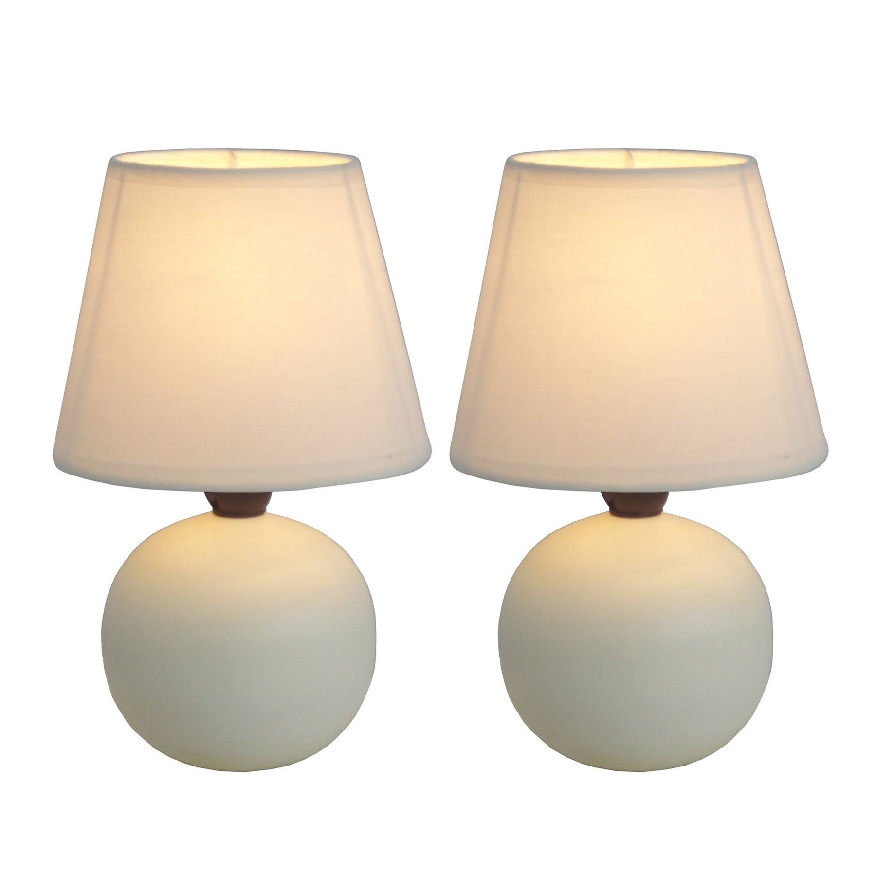 Simple Designs Mini Ceramic Globe Table Lamp 2 Pack Set - Off White