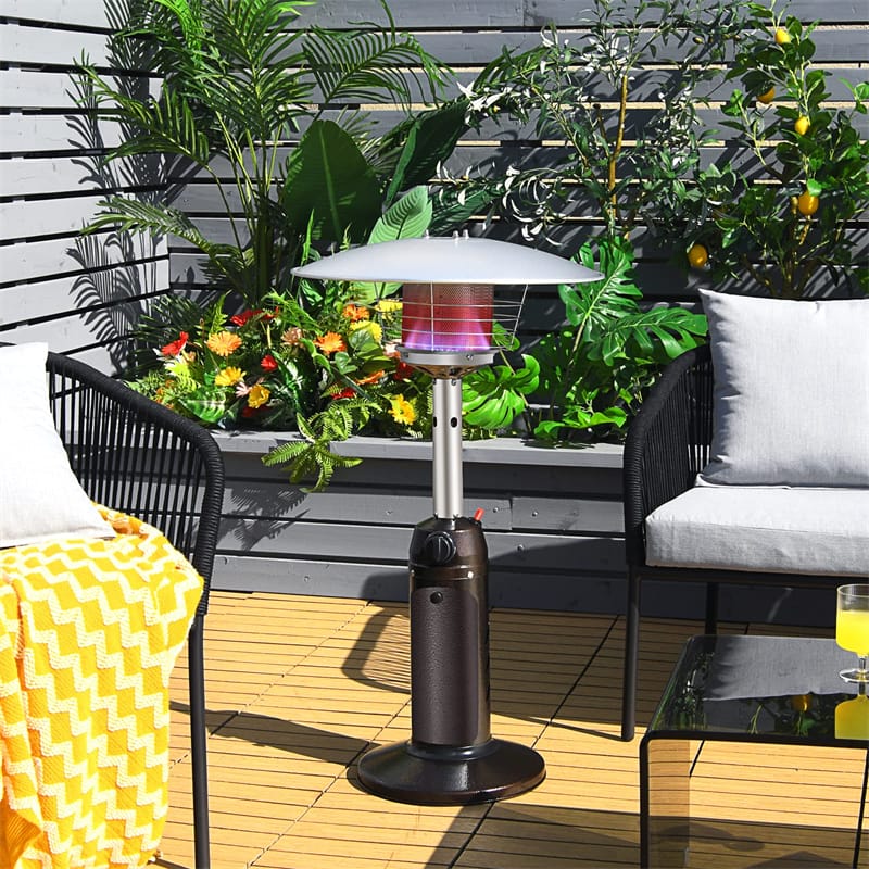 13,000 BTU Portable Tabletop Propane Patio Heater, Stainless Steel LP Gas Heater with Weighted Base & Adjustable Thermostat for Backyard, Restaurant