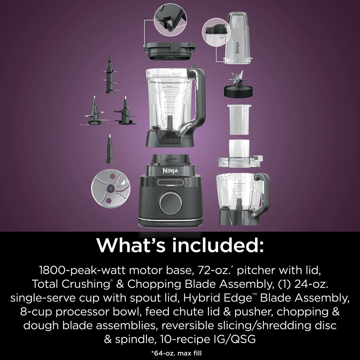 Ninja Detect Kitchen System Power Blender + Processor with Blend Sense Technology, Silver, TB400