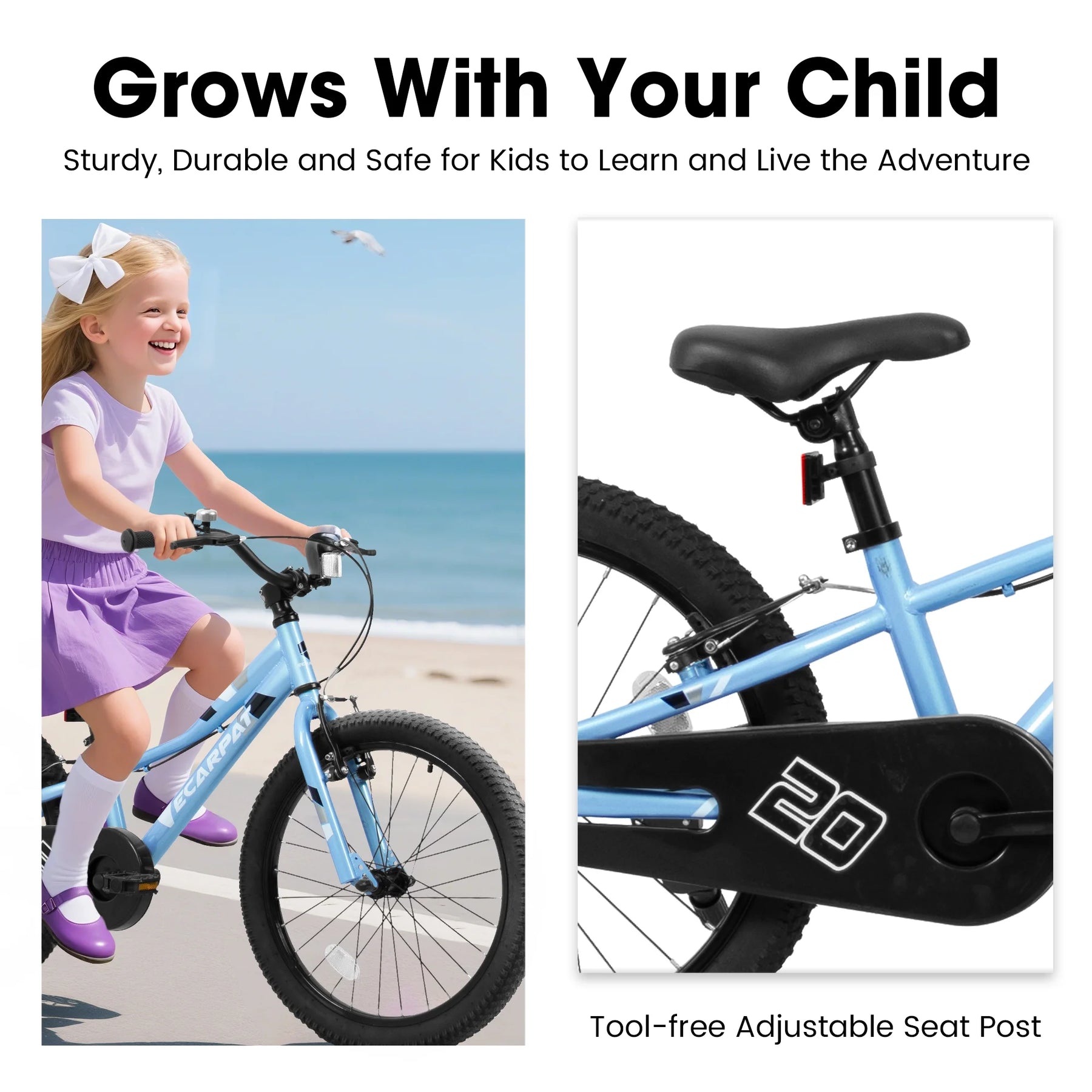 Ambifirner 20 in BMX Style Bike, Hi - Ten Carbon Steel Frame with Front V - Brake & Rear Coaster Brake, Easy Assembly, Adjustable Seat for Learning Riders (Blue)