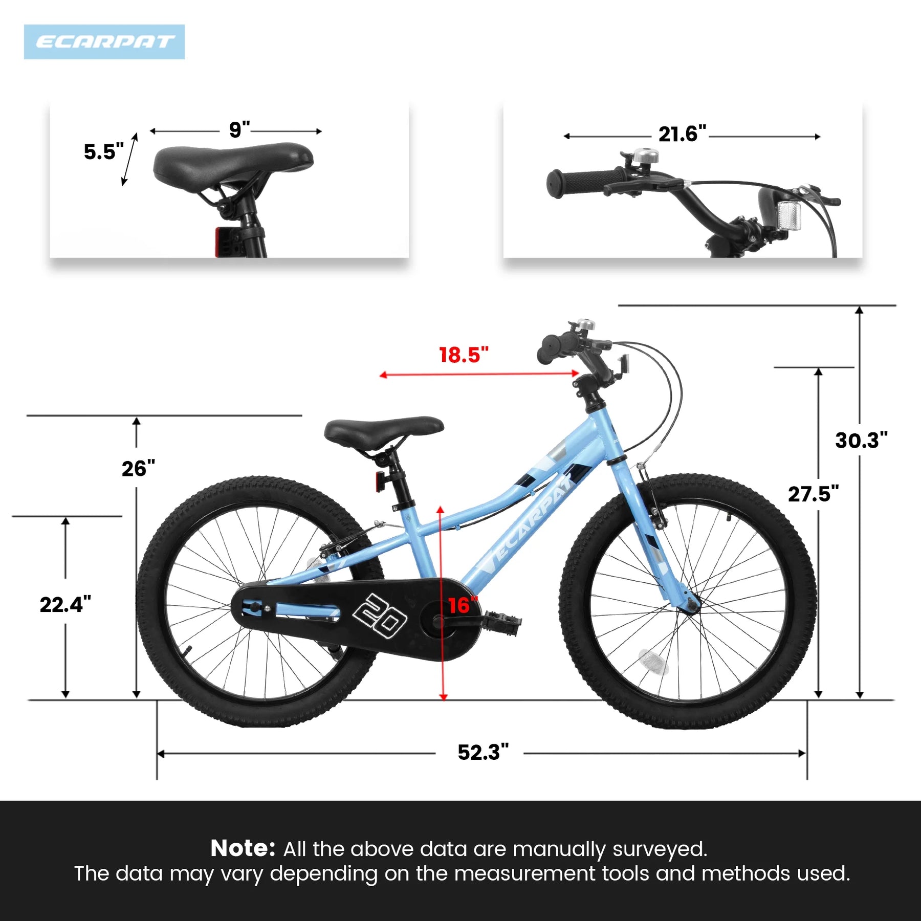 Ambifirner 20 in BMX Style Bike, Hi - Ten Carbon Steel Frame with Front V - Brake & Rear Coaster Brake, Easy Assembly, Adjustable Seat for Learning Riders (Blue)