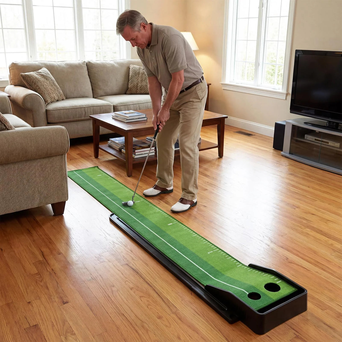 Tangkula Putting Green Indoor Golf Putting Mat 3 Putting Practice Balls Golf Training Aid for Home Office & Outdoors