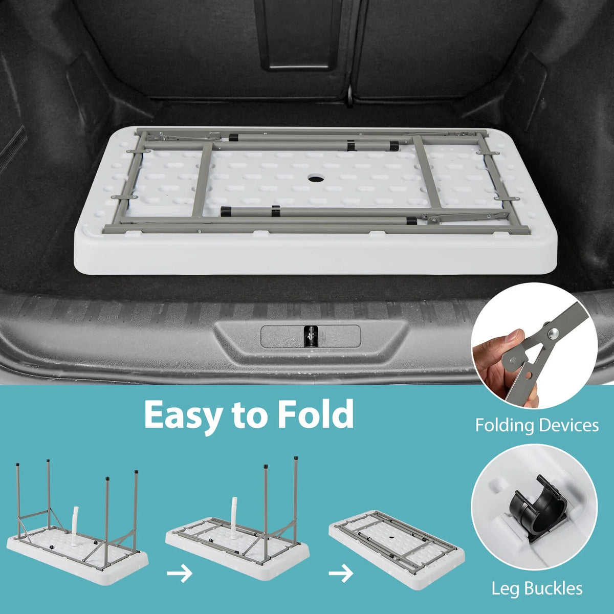 Costway 4 Foot Ice Cooler Folding Table Outdoor Portable Ice Bin Table with Large Sink