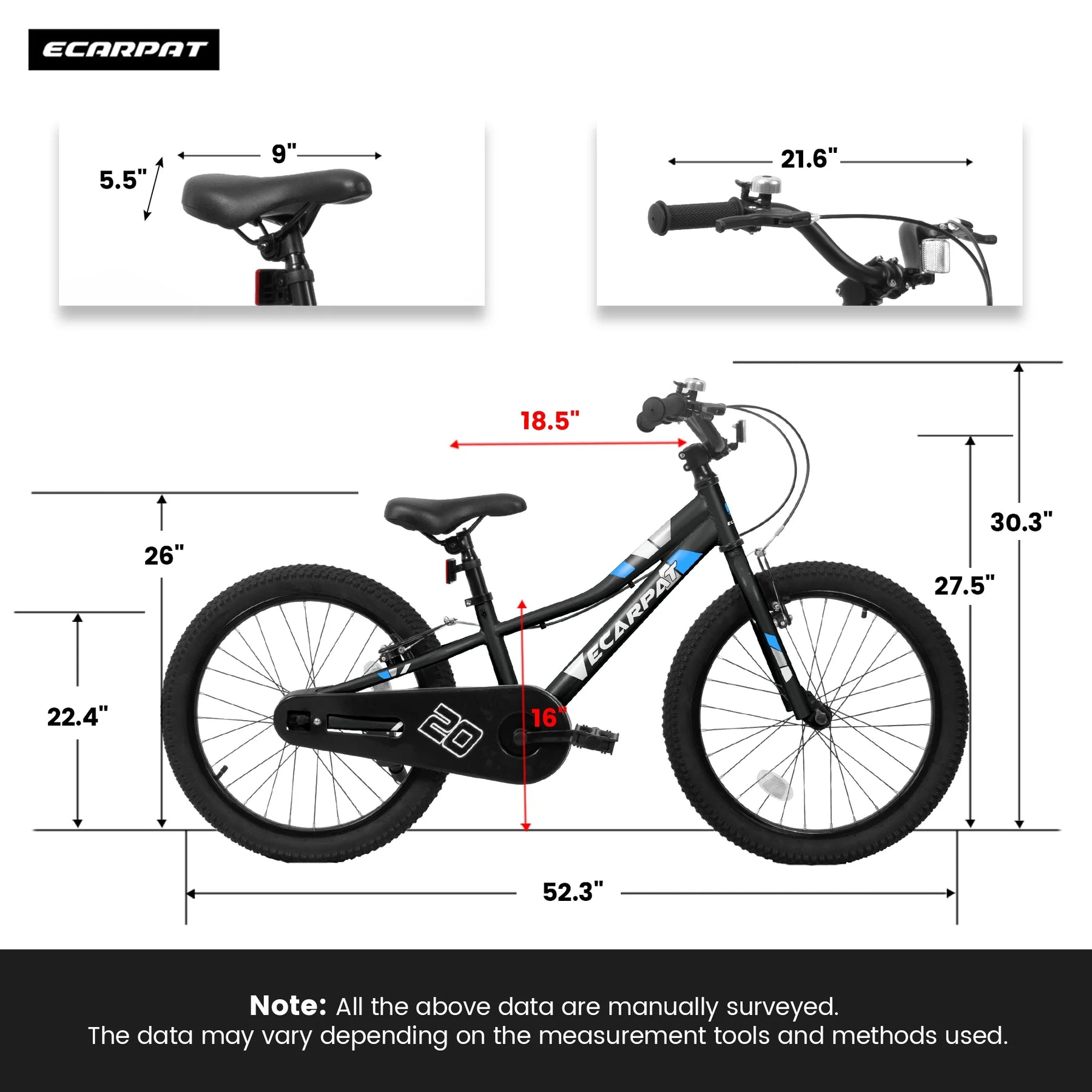 Ambifirner 20 in BMX Style Bike, Hi - Ten Carbon Steel Frame with Front V - Brake & Rear Coaster Brake, Easy Assembly, Adjustable Seat for Learning Riders (Blue)