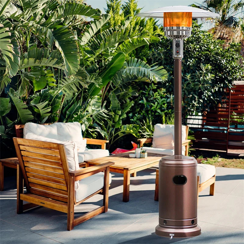 50,000 BTU Propane Patio Heater, Standing Stainless Steel Outdoor Heater with Wheels, Triple Protection, CSA Certified for Deck & Commercial