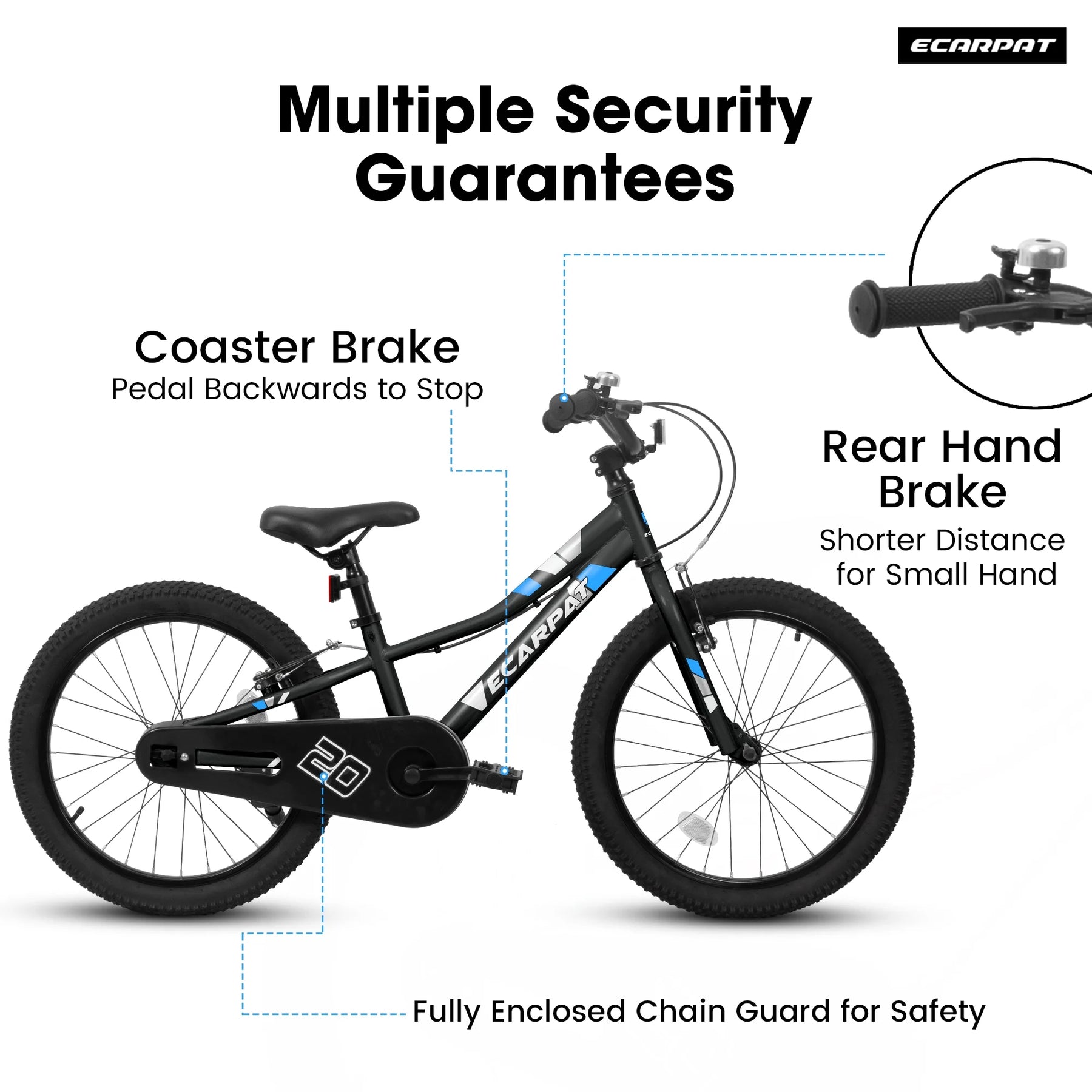 Ambifirner 20 in BMX Style Bike, Hi - Ten Carbon Steel Frame with Front V - Brake & Rear Coaster Brake, Easy Assembly, Adjustable Seat for Learning Riders (Blue)